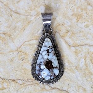 E Spencer Wild Horse Sterling Silver Navajo Teardrop Handmade Signed Pendant